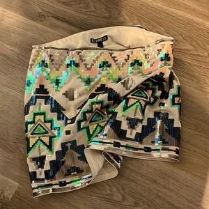 Express Aztec-glitter mini skirt